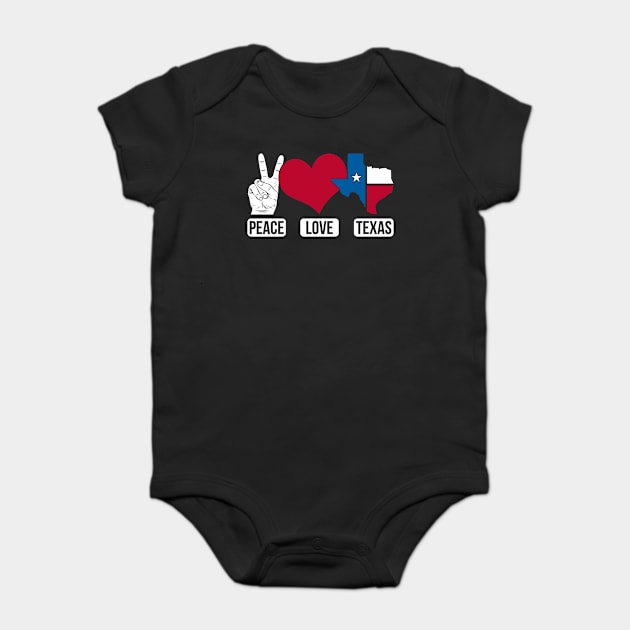 USA American Patriotic Peace Love Texas Texan Baby Bodysuit by shirtsyoulike